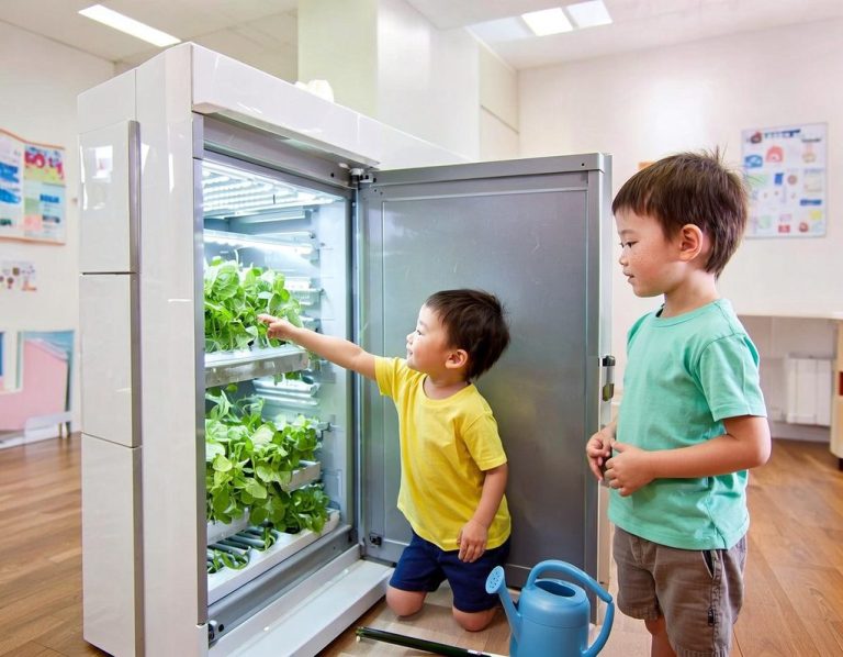 kindZfarming Schrank kinder vor eine kidZfarming Schrank mit Kräutern und Gemüse