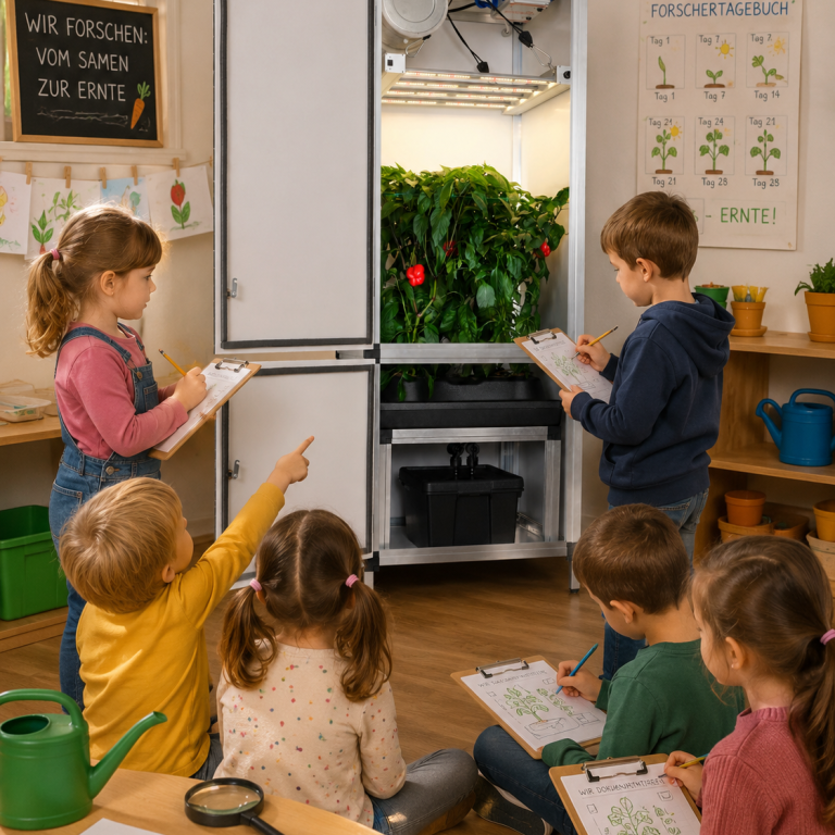 kindZfarming Schrank kinder vor eine kidZfarming Schrank mit Kräutern und Gemüse